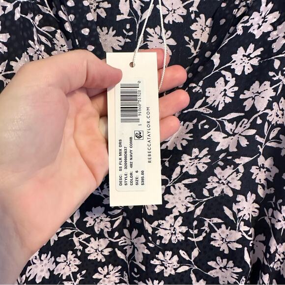 NWT Rebecca Taylor Navy Blue Pink Floral Mini Dress 6 - Picture 10 of 13